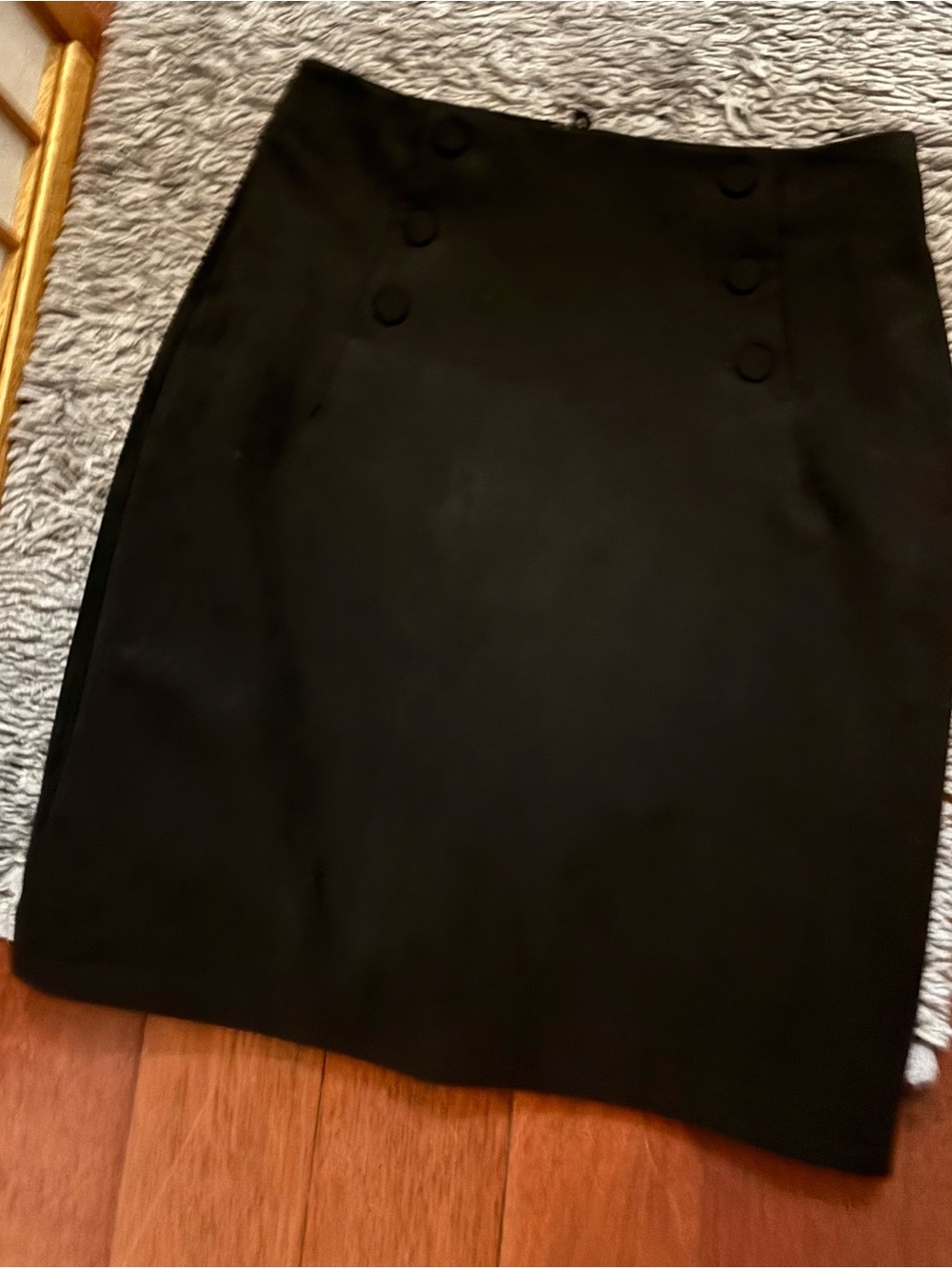 Jupe Crayon Noire H&M Effet Suédine Douce avec Boutons - Taille 4 / 36